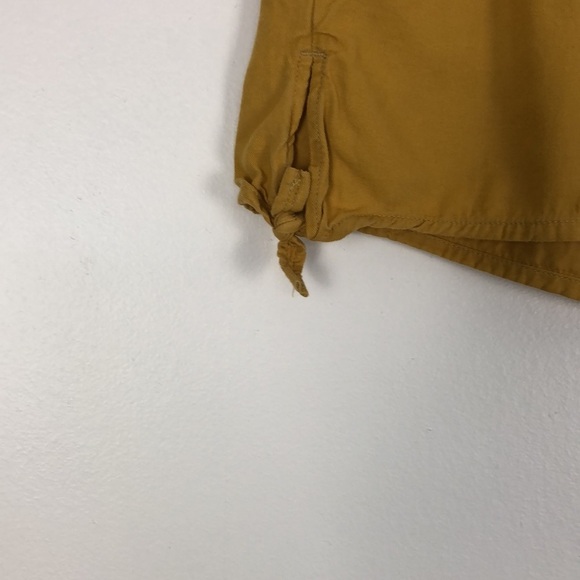 Madewell elastic waistband tie sides mustard color shorts Size Small - Picture 2 of 5